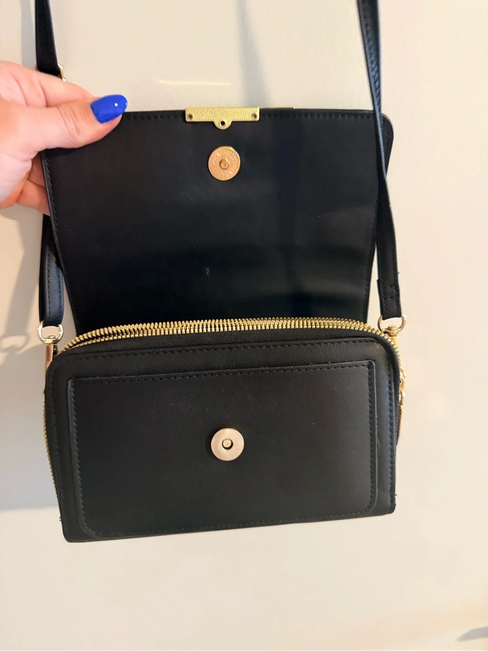 Forever Young Black Crossbody Purse with Gold Accent